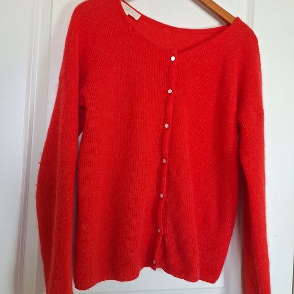 La Maille Sezane Women's Red Super Kid Mohair Baby Alpaca Sweater Size L - Picture 3 of 8